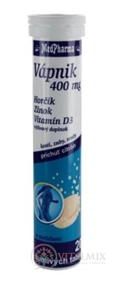 MedPharma VÁPNIK 400 mg + Horčík + Zinok + Vit.D3 tbl eff 1x20 ks
