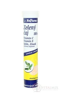 MedPharma ZELENÝ ČAJ 100 MG + Vit. E, C + Se + Zn tbl eff 1x20 ks