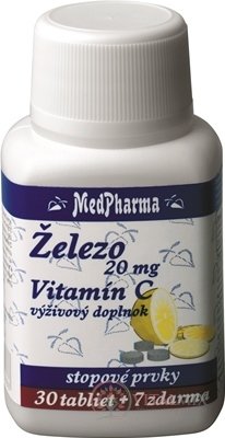 MedPharma ŽELEZO 20MG + Vit. C tbl 30+7 zadarmo (37 ks)
