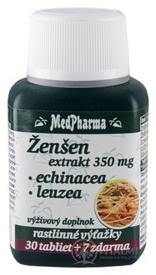 MedPharma ŽENŠEN 350 mg + Echinacea + Leuzea tbl 30+7 zadarmo (37 ks)