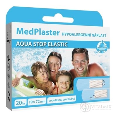 MedPlaster Náplasť AQUA STOP ELASTIC 19x72 mm, vodeodolná s vankúšikom 1x20 ks