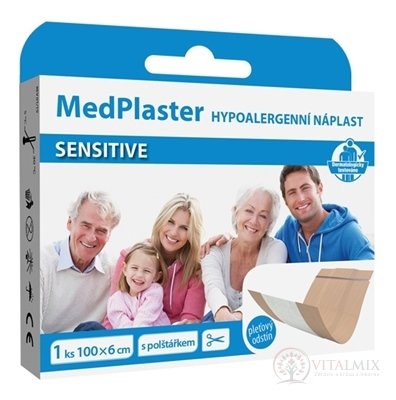 MedPlaster Náplasť SENSITIVE 100x6 cm, z netkanej textílie s vankúšikom 1x1 ks