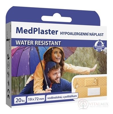 MedPlaster Náplasť WATER RESISTANT 19x72 mm, s vankúšikom 1x20 ks