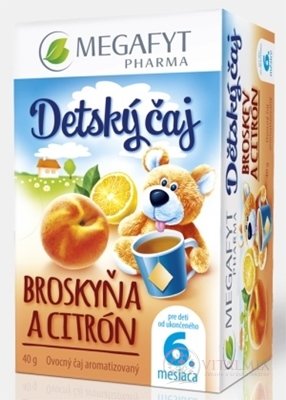MEGAFYT Detský čaj BROSKYŇA A CITRÓN ovocný čaj, 20x2 g (40 g)