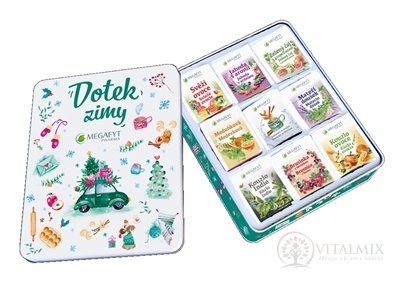 MEGAFYT Kolekcia čajov DOTYK ZIMY plechová krabica (9 druhov po 8 vrecúšok) (72 ks) 1x134 g