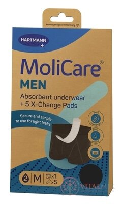 MoliCare MEN M absorpčná spodná bielizeň 1 ks + X-Change vložka 5 ks, 1x1 set