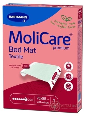 MoliCare Premium Bed Mat Textile 7 kvapiek wings textilná absorpčná podložka s krídelkami, 75x85 cm, 1x1 ks