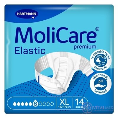 MoliCare Premium Elastic 6 kvapiek XL plienkové nohavičky zalepovacie 1x14 ks
