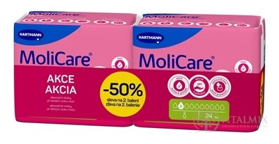 MoliCare Premium lady pad 2 kvapky DUOPACK inkontinenčné vložky (zľava -50% na 2. balenie) 2x12 ks, 1x1 set