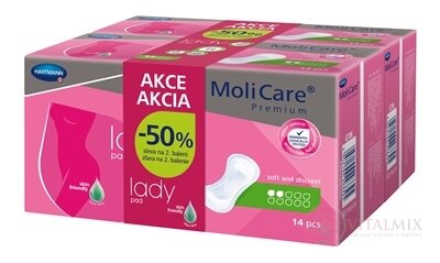 MoliCare Premium lady pad 2 kvapky DUOPACK inkontinenčné vložky (zľava -50% na 2. balenie) 2x14 ks, 1x1 set
