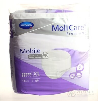 MoliCare Premium Mobile 8 kvapiek XL plienkové nohavičky naťahovacie, fialové, obvod 130 - 170 cm, savosť 2421 ml, 1x14 ks
