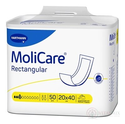 MoliCare Rectangular 3 kvapky obdĺžnikové absorpčné vložky (20 x 40 cm) 1x50 ks