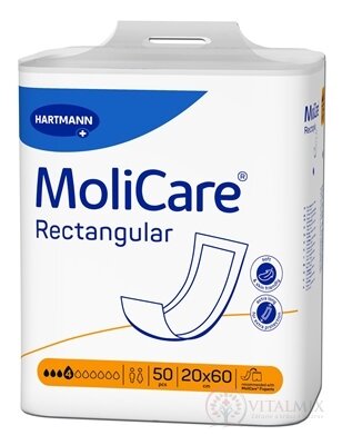 MoliCare Rectangular 4 kvapky obdĺžnikové absorpčné vložky (20 x 60 cm) 1x50 ks