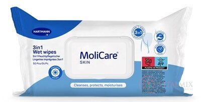 MoliCare SKIN Wet wipes 3v1 vlhčené obrúsky 1x50 ks