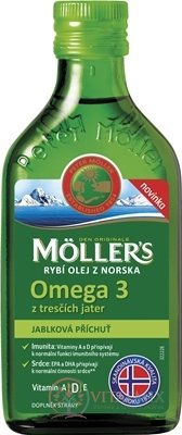 MOLLER´S Omega 3 RYBÍ OLEJ Jablková príchuť z pečene tresiek 1x250 ml