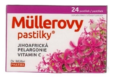 MÜLLEROVE pastilky Juhoafrická PELARGÓNIA, VIT. C 1x24 ks