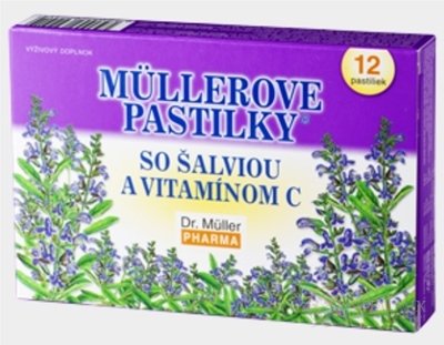 MÜLLEROVE PASTILKY SO ŠALVIOU A VIT. C (pri nachladení) 1x12 ks