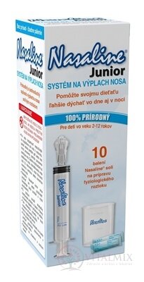 Nasaline Junior Systém na výplach nosa striekačka + odmerka + 10 vreciek soli + cestovné puzdro 1x1 set