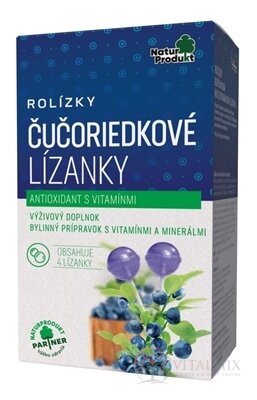 NaturProdukt ROLÍZKY Čučoriedkové Lízanky antioxidant s vitamínmi 1x4 ks