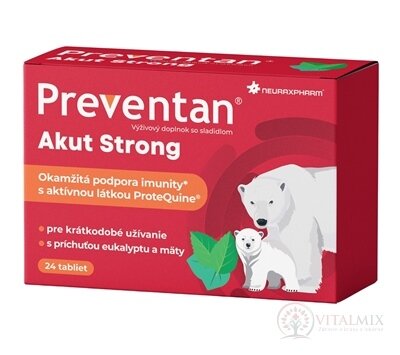 Neuraxpharm Preventan Akut Strong tbl s príchuťou eukalyptu a mäty 1x24 ks