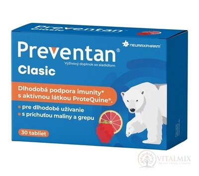 Neuraxpharm Preventan Clasic tbl príchuť malina a grep 1x30 ks
