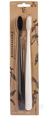 NFco. BIO zubná kefka ČIERNA + BIELA mäkká 1x2 ks