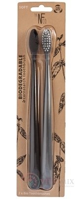 NFco. BIO zubná kefka ČIERNA + ŠEDÁ mäkká 1x2 ks