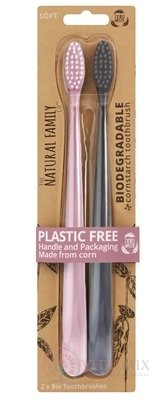 NFco. BIO zubná kefka RUŽOVÁ + ŠEDÁ mäkká 1x2 ks