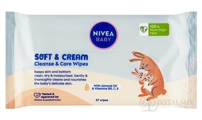 NIVEA BABY Čistiace obrúsky Soft & Cream 1x57 ks