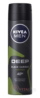 NIVEA MEN Anti-perspirant DEEP AMAZONIA sprej, 48H, black carbon 1x150 ml