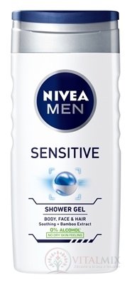 NIVEA MEN Sprchový gél SENSITIVE 3v1 na telo, tvár a vlasy 1x250 ml