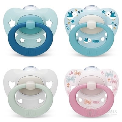 NUK CUMLÍK Signature 0-6m Box utišujúci, silikónový, rôzne farby 1x1 ks