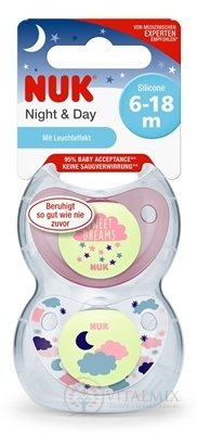 NUK Cumlík Trendline DEŇ & NOC V2-Silikón utišujúci, veľkosť 2 (6-18 mesiacov), 1x2 ks