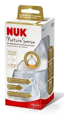 NUK FĽAŠA dojčenská Nature Sense 150 ml, silikónový cumlík otvor S (0-6 m.) 1x1 ks