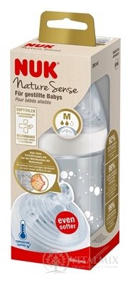 NUK Nature Sense FĽAŠA s kontrolou teploty 260 ml, silikónový cumlík M, 1x1 ks