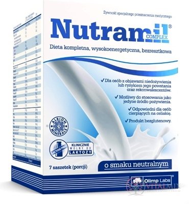 NUTRAMIL COMPLEX Neutral kompletná výživa, vrecúška 7x72 g (504 g)