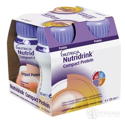 Nutridrink Compact Protein s príchuťou broskyňa a mango 4x125 ml (500 ml)