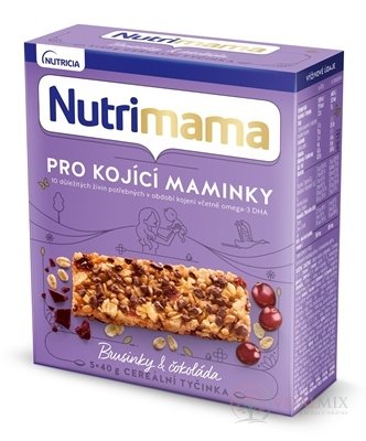 Nutrimama CEREÁLNE TYČINKY Brusnice a čokoláda (pre dojčiace matky)(inov.2021) 5x40 g (200 g)