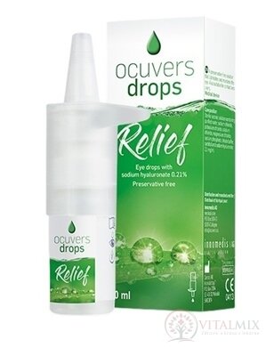 Ocuvers drops Relief očné kvapky s obsahom hyaluronátu sodného 0,21%, 1x10 ml
