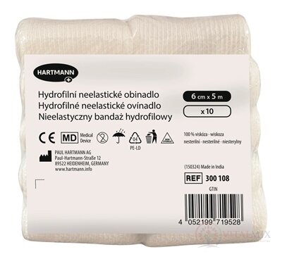 Ovínadlo hydrofilné neelastické pletené, nesterilné (6 cm x 5 m) 1x10 ks