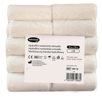 Ovínadlo hydrofilné neelastické pletené, nesterilné (8 cm x 10 m) 1x10 ks