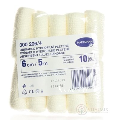 OVÍNADLO HYDROFILNÉ pletené, nesterilné (6 cm x 5 m) 1x10 ks