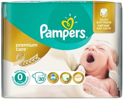 PAMPERS PREMIUM CARE 0 Newborn detské plienky, od narodenia (< 2,5 kg) 1x30 ks