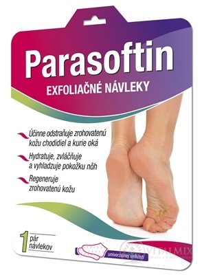 PARASOFTIN Exfoliačné návleky roztok 2x20 ml a 1 pár návlekov, 1x1 set