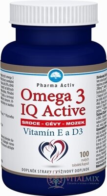 Pharma Activ OMEGA 3 IQ Active cps, s vitamínom E a D3, 1x100 ks