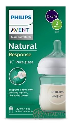 Philips AVENT FĽAŠA Natural Response 120 ml, sklenená, 0-3m, cumlík prietok 2 (SCY930/01) 1x1 ks