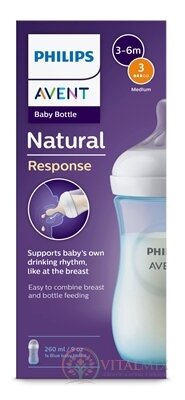 Philips AVENT FĽAŠA Natural Response 260 ml, modrá, 3-6m, cumlík prietok 3 (SCY903/21) 1x1 ks