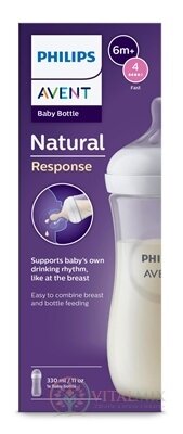 Philips AVENT FĽAŠA Natural Response 330 ml, priehľadná, 6m+, cumlík prietok 4 (SCY906/01) 1x1 ks