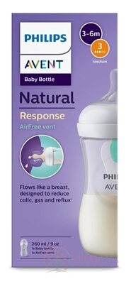 Philips AVENT FĽAŠA Natural Response AirFree 260 ml, priehľadná, 3-6m, cumlík prietok 3 (SCY673/01) 1x1 ks