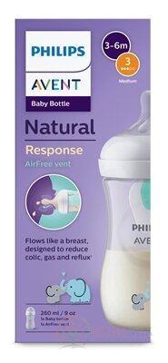 Philips AVENT FĽAŠA Natural Response AirFree 260 ml, slon, 3-6m, cumlík prietok 3 (SCY673/81) 1x1 ks